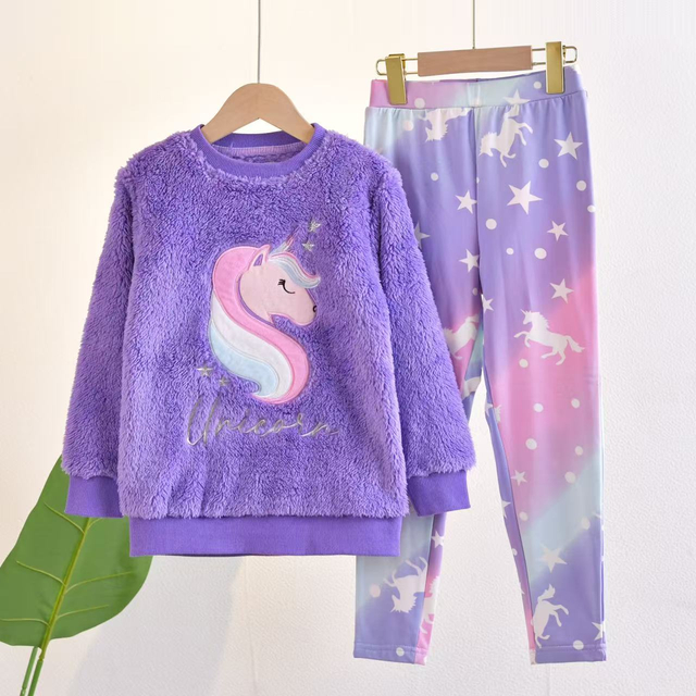 El unicornio modificado para requisitos particulares del bordado embroma el hogar caliente de la tela de la franela de los pijamas del paño grueso y suave