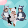 Mono encapuchado adorable del kigurumi del onesie del perrito del bebé de la felpa de la felpa para los niños custome 