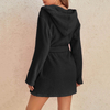 Albornoz con capucha de lana mullida de felpa mullida de lujo, ropa de dormir elegante y acogedora suave para mujer 