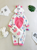 Kigurumi con temática animal de bebé con capucha de felpa polar de tela certificada Oeko-tex combina con una botella de agua caliente 