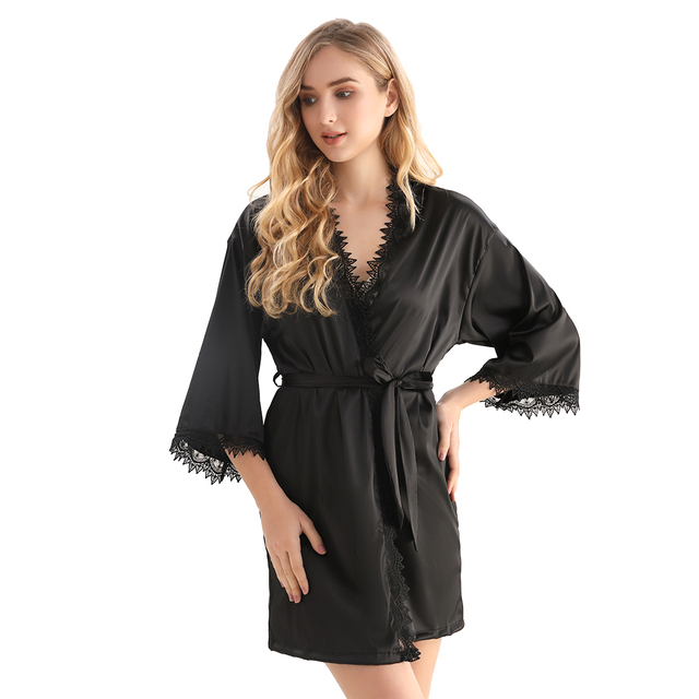Ropa interior de la ropa de noche de los pijamas del satén de las mujeres suaves sedosas del poliéster