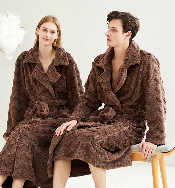 Albornoz de lujo suave y elegante largo para hombres y mujeres 