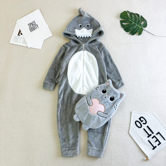 Kigurumi animal bebé con capucha de felpa polar Oeko-tex
