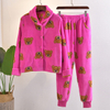Conjunto de pijama de forro polar con certificación Oeko-tex, estampado de estrellas y cremallera con puños