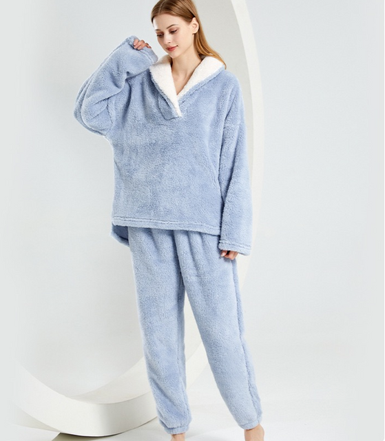 Ropa de estar por casa de forro polar ultrasuave de dos piezas para relajarse 