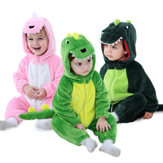 Mono encapuchado adorable de una pieza del dinosaurio del bebé de la felpa del paño grueso y suave para los niños Custome 