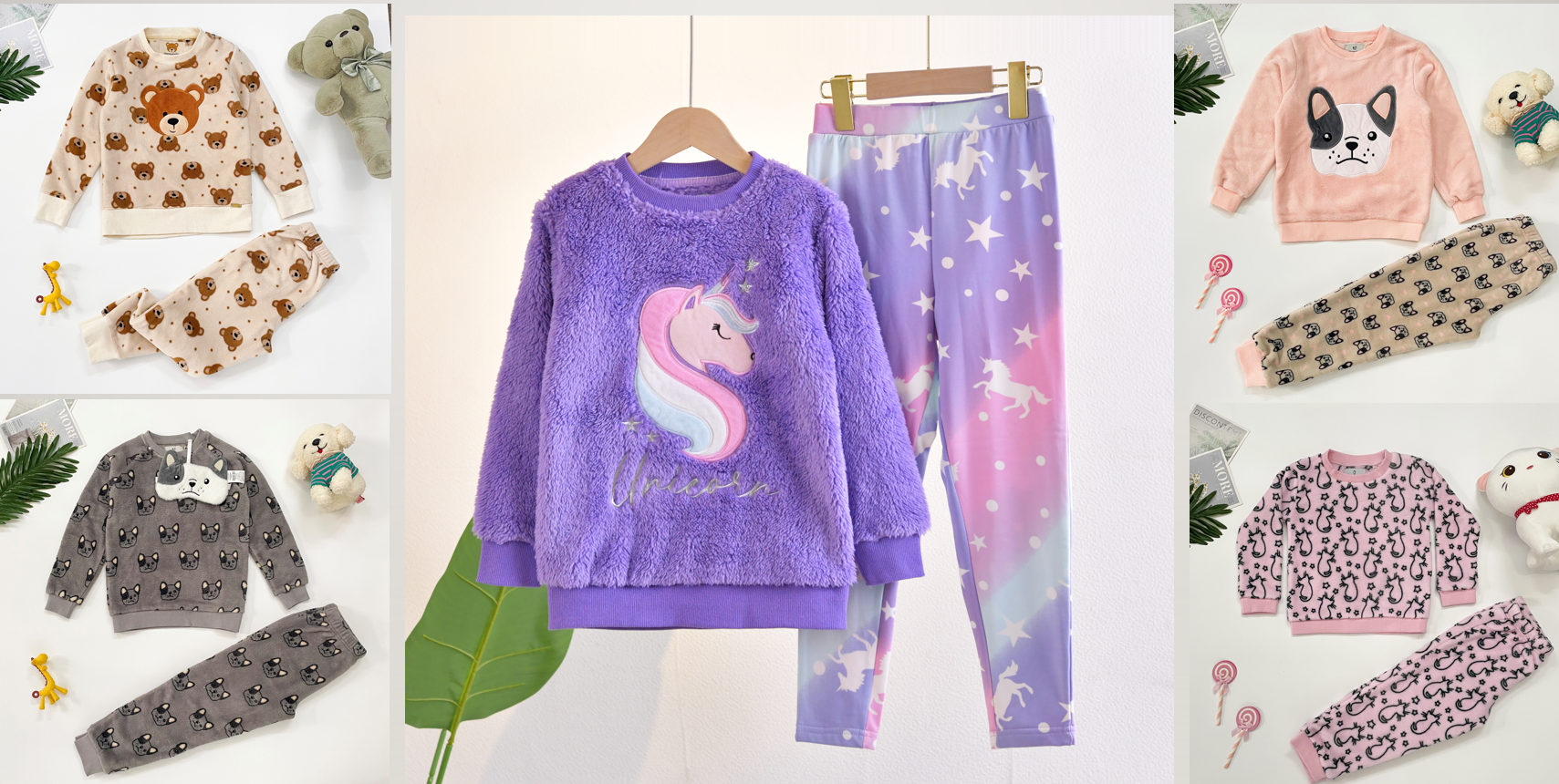 Conjuntos de pijamas de forro polar para ni&ntilde;os