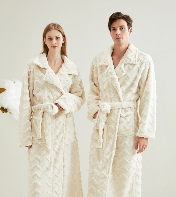 Albornoz de lujo suave y elegante largo para hombres y mujeres 